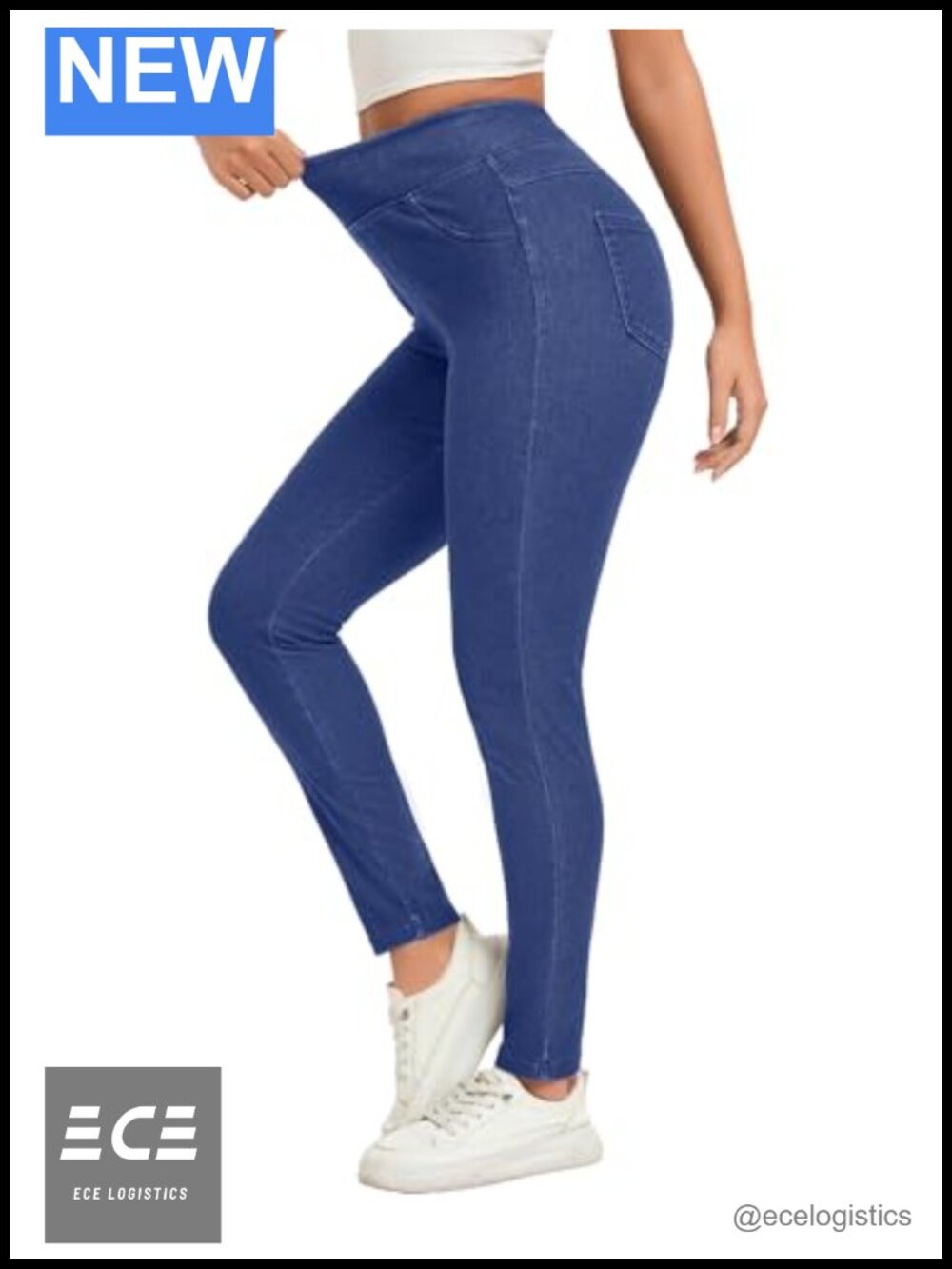 Pull-On Stretchy High Waist Jeggings Tummy Control Skinny Denim Leggings